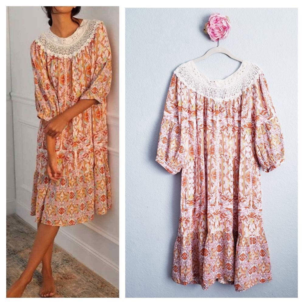 Anthropologie Florence Bohemian Midi Lounge Dress